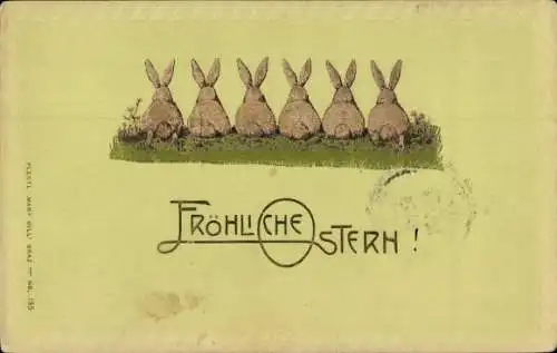 Präge Ak Glückwunsch Ostern, Osterhasen, Wiese