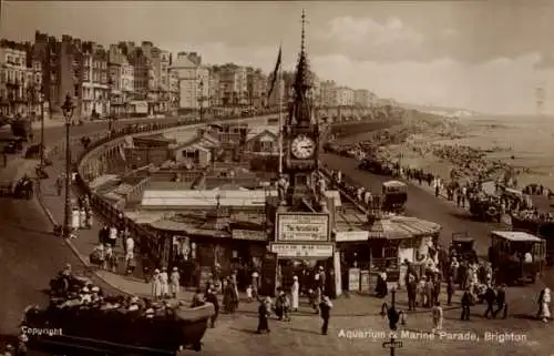 Ak Brighton und Hove East Sussex England, Aquarium, Marine Parade