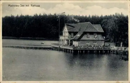 Ak Mehlkehmen Kalinino Ostpreußen, Kurhaus Marinowo, See