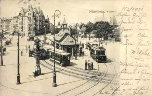 Ak Nürnberg in Mittelfranken, Plärrer, Straßenbahnen