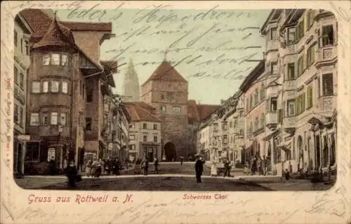 Ak Rottweil am Neckar, Schwarzes Tor, Straßenpartie