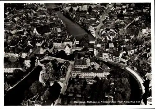 Ak Bamberg in Oberfranken, Fliegeraufnahme, Rathaus, Kleinvenedig