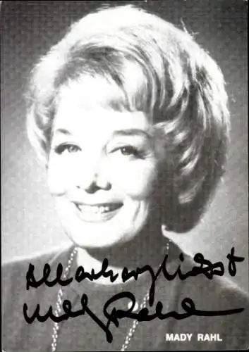 Ak Schauspielerin Mady Rahl, Portrait, Autogramm