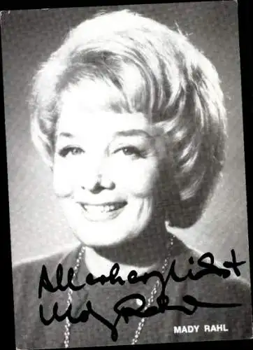 Ak Schauspielerin Mady Rahl, Portrait, Autogramm