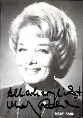 Ak Schauspielerin Mady Rahl, Portrait, Autogramm