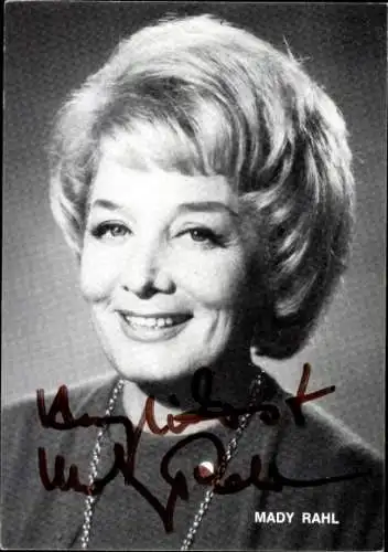 Ak Schauspielerin Mady Rahl, Portrait, Autogramm