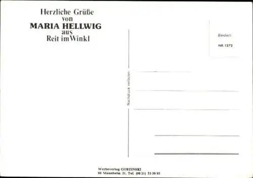 Ak Schauspielerinnen und Sängerin Maria Hellwig, Portrait, Blumenwiese, Tracht, Autogramm