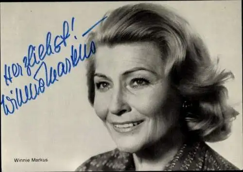 Ak Schauspielerin Winnie Markus, Portrait, Autogramm