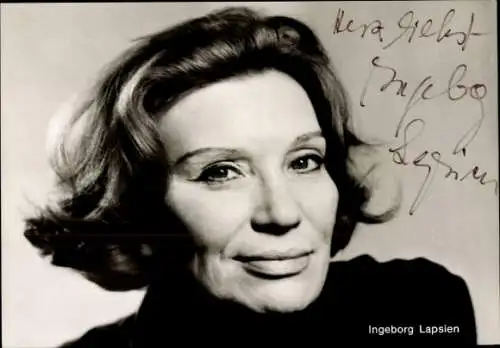 Ak Schauspielerin Ingeborg Lapsien, Portrait, Autogramm