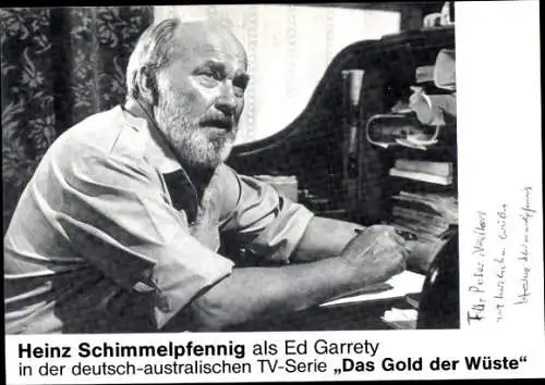 Ak Schauspieler Heinz Schimmelpfennig, Portrait, Serie Das Gold der Wüste, als Ed Garrety, Autogramm