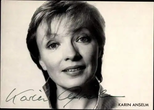 Ak Schauspielerin Karin Anselm, Portrait, Autogramm
