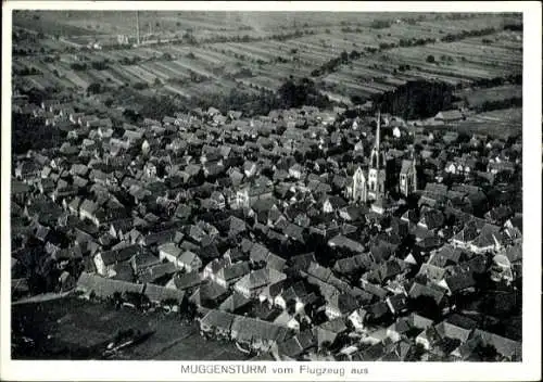 Ak Muggensturm in Baden, Fliegeraufnahme