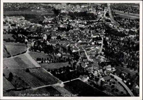 Ak Großbockenheim Bockenheim an der Weinstraße Pfalz, Fliegeraufnahme