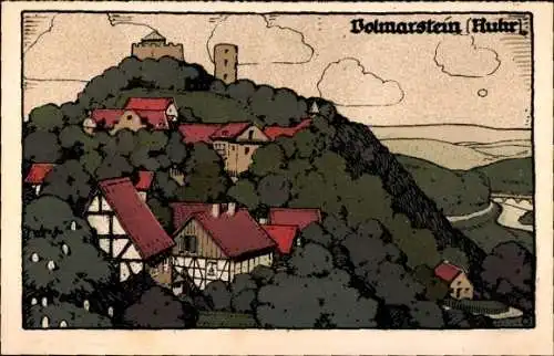 Steindruck Ak Volmarstein Wetter an der Ruhr, Gesamtansicht