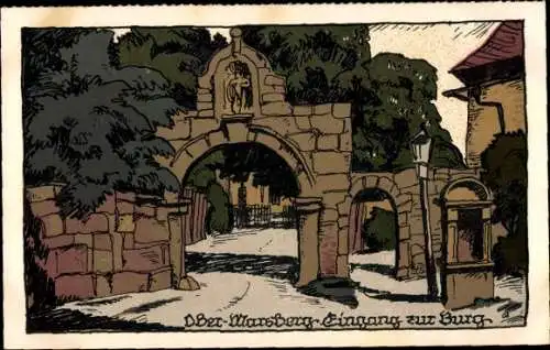 Steindruck Ak Obermarsberg Marsberg im Sauerland, Burg, Eingang