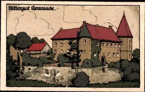 Steindruck Ak Wissel Kalkar am Niederrhein, Haus Kemnade, Rittergut