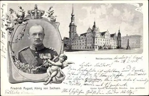 Ak Dresden, König Friedrich August III von Sachsen, Residenzschloss