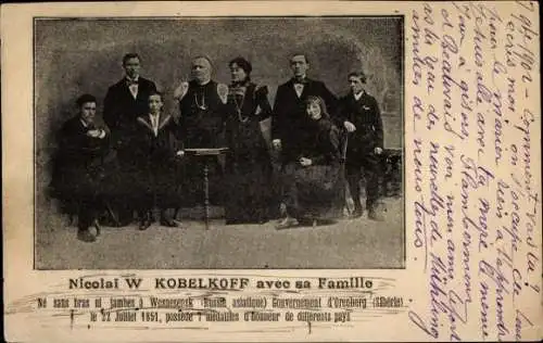 Ak N.W. Kobelkoff und seine Familie, Mann ohne Gliedmaßen