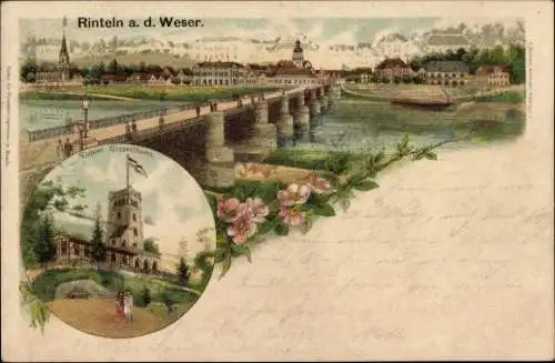 Litho Rinteln an der Weser, Gesamtansicht, Klippenturm