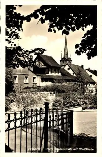 Ak Pößneck in Thüringen, Obere Grabenstraße mit Stadtkirche