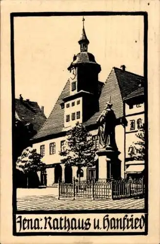 Künstler Ak Jena in Thüringen, Rathaus und Hanfried