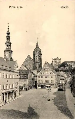 Ak Pirna an der Elbe, Markt