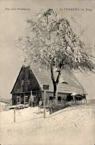 Ak Altenberg im Erzgebirge, Weg zum Hirschsprung im Schnee