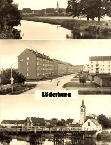 Ak Löderburg Staßfurt im Salzlandkreis, An der Bode, Straße der Einheit, Bodebrücke