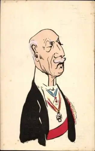 Ak Karikatur, Politiker mit Orden