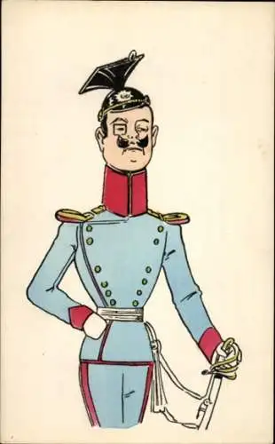 Künstler Ak Deutscher Soldat, Ulan, Karikatur