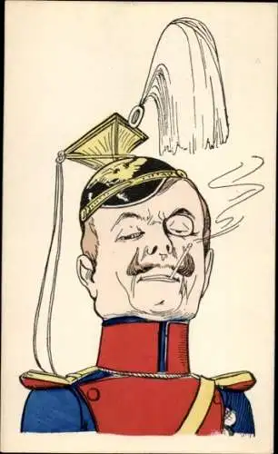 Ak Karikatur, deutscher Soldat mit Zigarette, Ulan