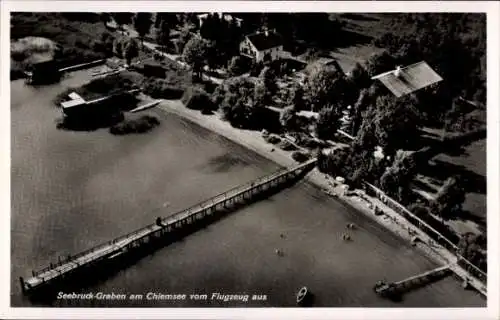 Ak Seebruck am Chiemsee Oberbayern, Fliegeraufnahme, Graben