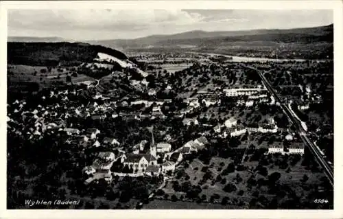 Ak Wyhlen am Rhein Baden, Panorama, Fliegeraufnahme