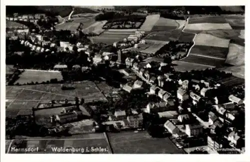 Ak Sobięcin Hermsdorf Wałbrzych Waldenburg Schlesien, Fliegeraufnahme