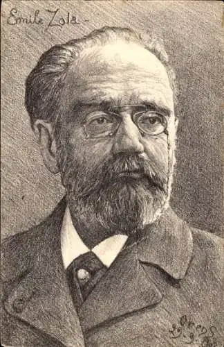 Künstler Ak Orens, Schriftsteller Emile Zola, Portrait