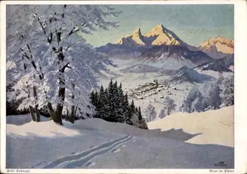 Künstler Ak Süßmayr, Josef, Berge im Schnee