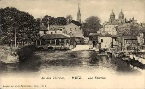 Ak Metz Moselle, An den Thermen