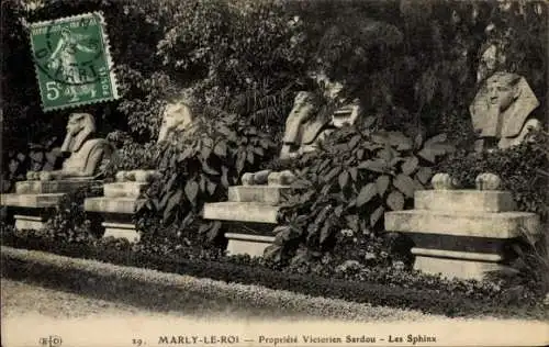 Ak Marly le Roi Yvelines, Eigentum von M Victorien Sardou, Allee des Sphinxes