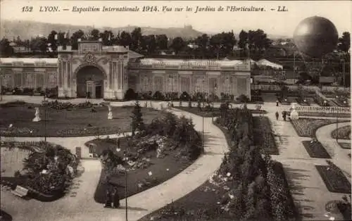 Ak Lyon Rhône, Kolonialausstellung 1914, Blick auf die Gartengärten