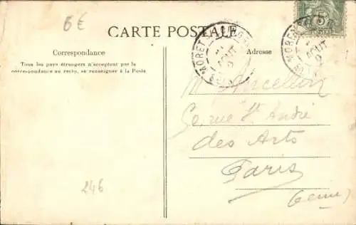 Buchstaben Ak Moret sur Loing Seine et Marne, Stadtansichten, Tor, Kirche