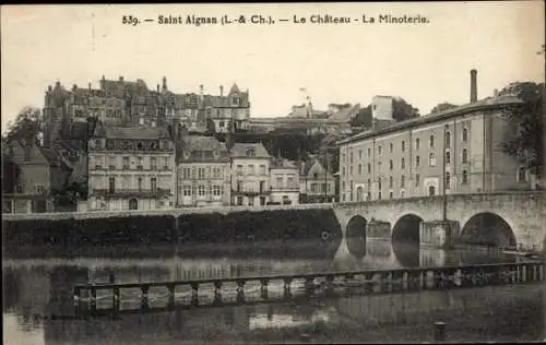 Ak Saint Aignan sur Cher Loir et Cher, Schloss, Mühle