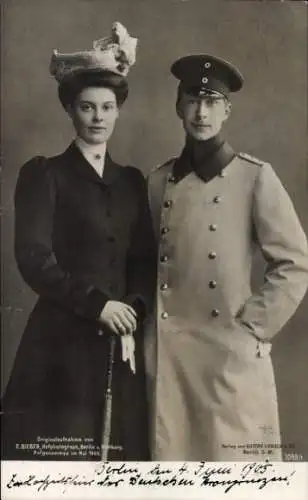 Ak Kronprinz Wilhelm von Preußen, Kronprinzessin Cecilie