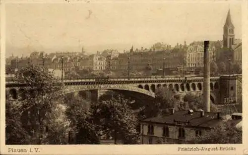 Ak Plauen im Vogtland, Friedrich-August-Brücke