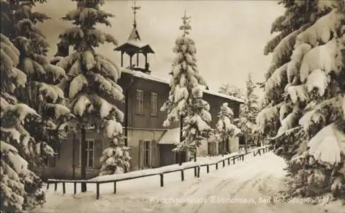 Ak Bad Reiboldsgrün Auerbach im Vogtland, Zöbischhaus im Winter