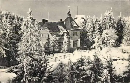 Ak Oybin in der Oberlausitz, Töpferbaude, Winter