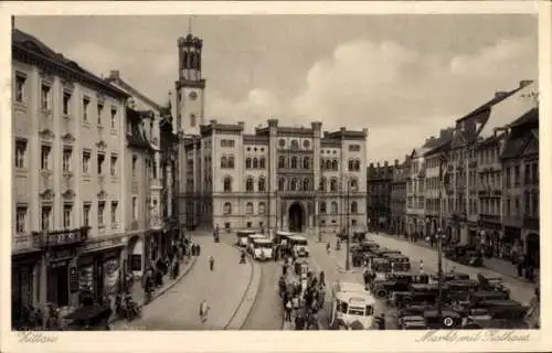 Ak Zittau in der Oberlausitz, Markt mit Rathaus