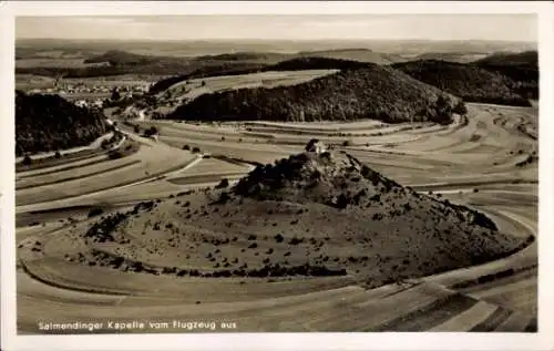 Ak Salmendingen Burladingen der Schwäbischen Alb, Kapelle, Fliegeraufnahme