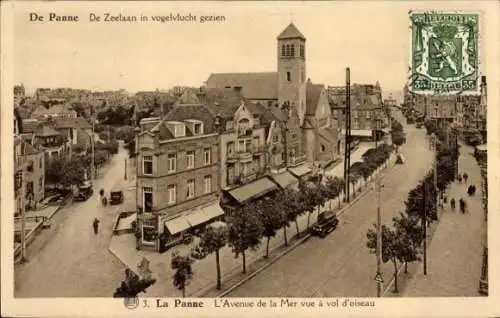 Ak La Panne De Panne Westflandern, Avenue de la Mer aus der Vogelperspektive