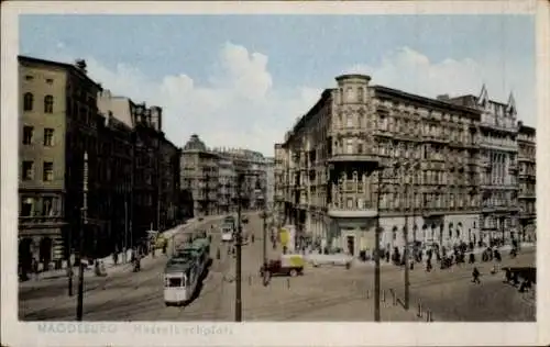 Ak Magdeburg an der Elbe, Hasselbachplatz, Straßenbahnen