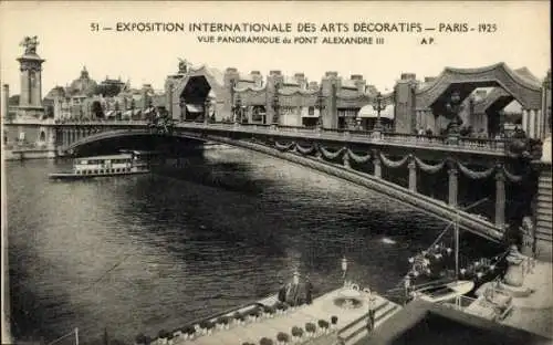 Ak Paris, Internationale Ausstellung für dekorative Kunst 1925, Pont Alexandre III